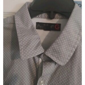 G By Guess Mens Sz L Gray Distressed Embroidered Long Sleeve Button Up Shirt